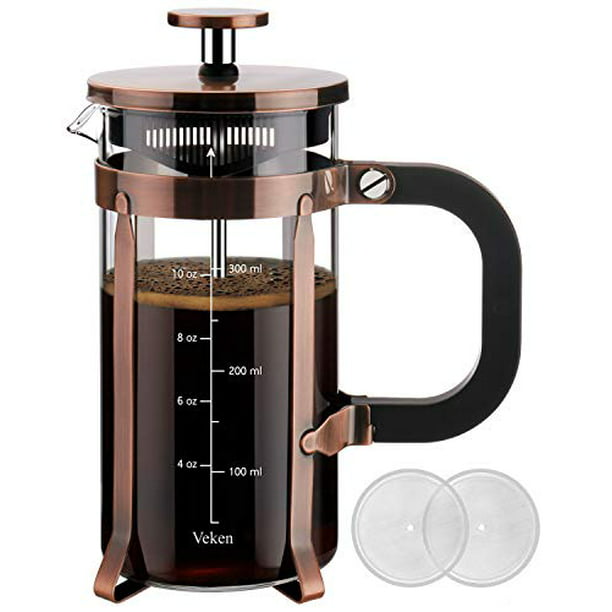 French Press Coffee Maker 20oz Glass Coffee Press Tea Brewer Thickened Borosilicate Glass 3 Layer Filter Screens